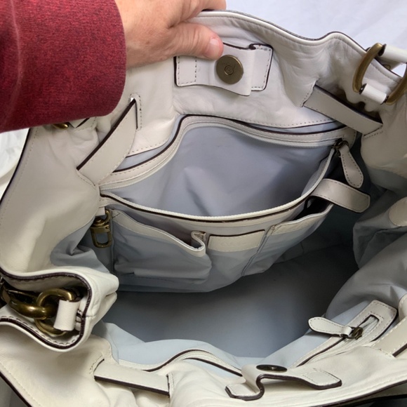 Cole Haan Oversized Leather Shoulder Bag in Winter White - Picture 9 of 13